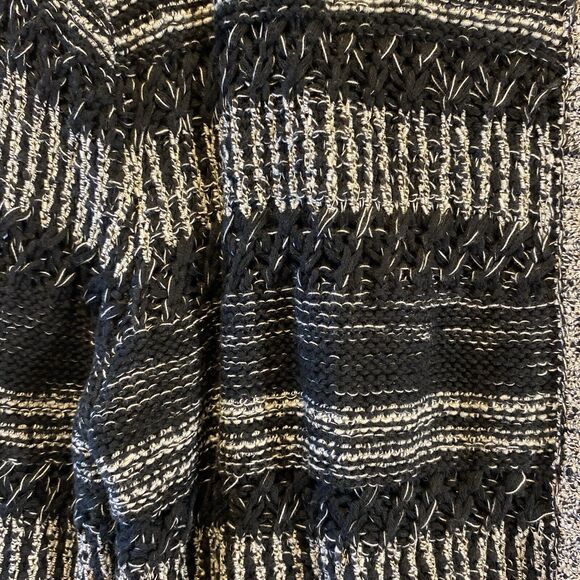 Ruby Rd Black and White Open Sweater Tassel Medium Weight Size Large Boho Casual - Picture 6 of 10